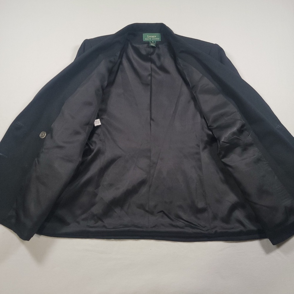 Vintage Lauren Ralph Lauren Black Double Breasted Wool Crest Logo Blazer Size 16 - Picture 12 of 15